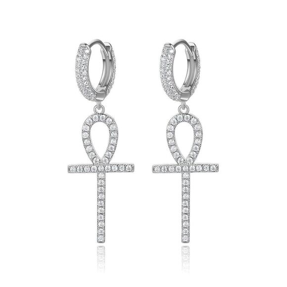 Cross hoop earrings M1015 - Picture 1 of 4